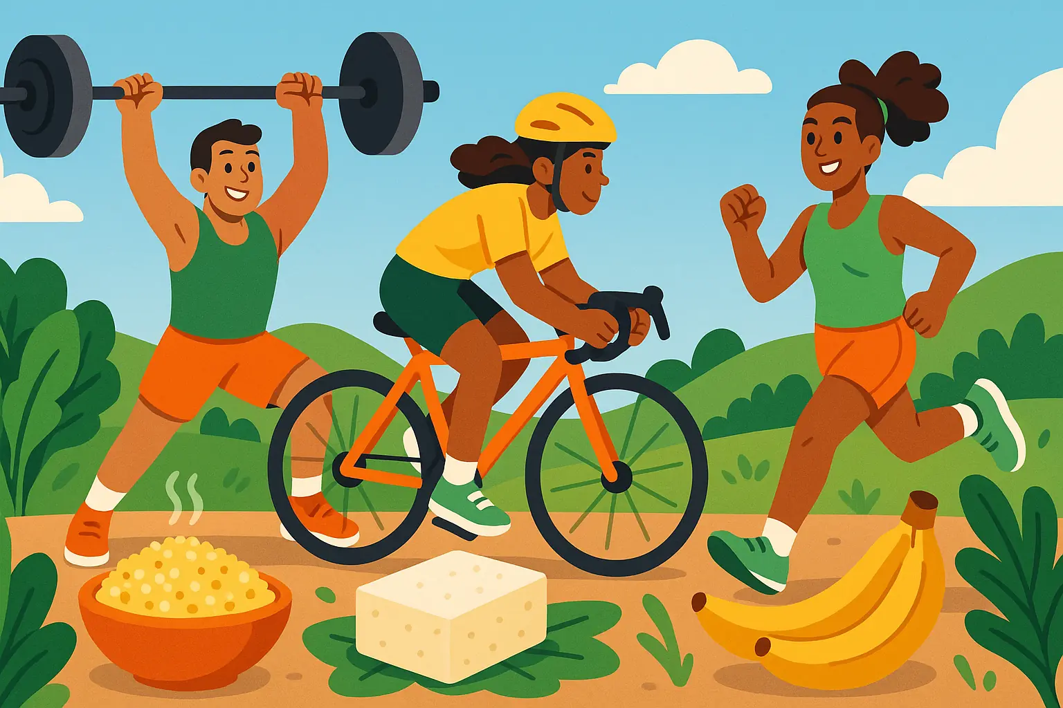 Спортсмен, успешно выступающий на веганской диете, демонстрируя силу и выносливость