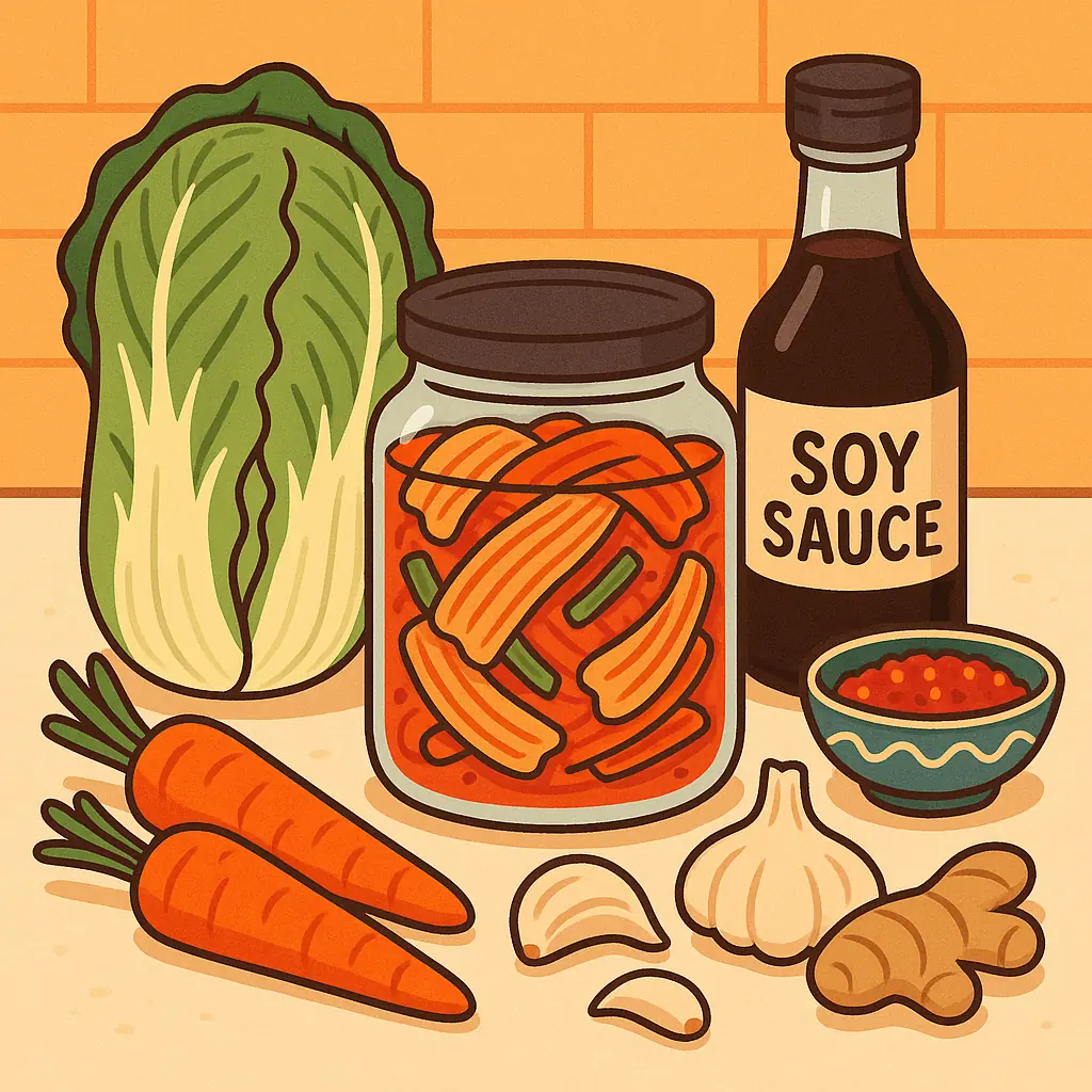 Ingredientes de kimchi aptos para veganos con alternativas para la salsa de pescado