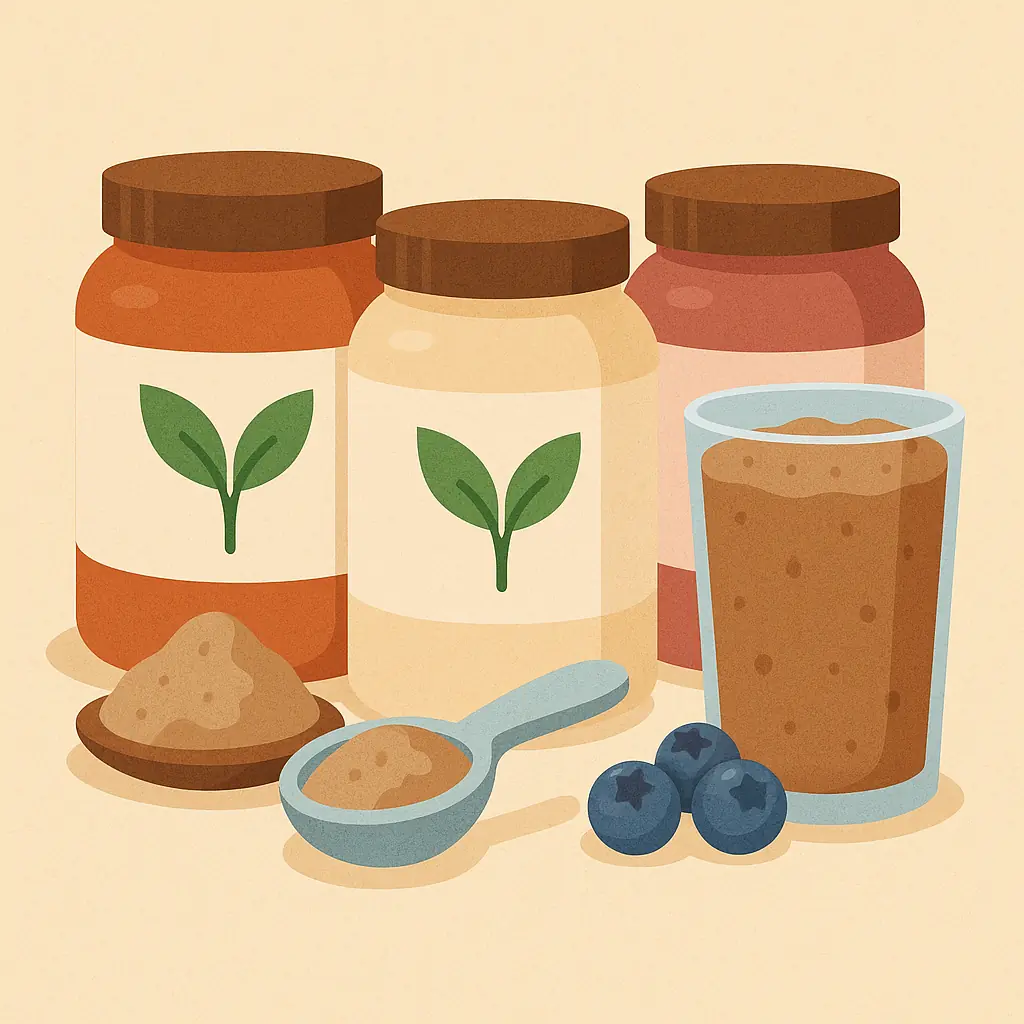 Assorted vegan protein powders for taste comparison