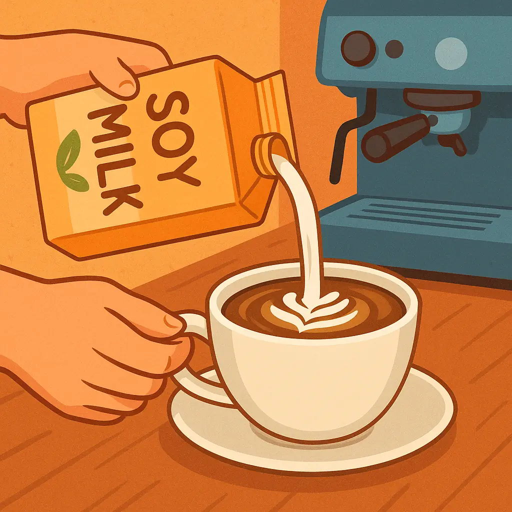 Soy milk used in coffee to create creamy texture