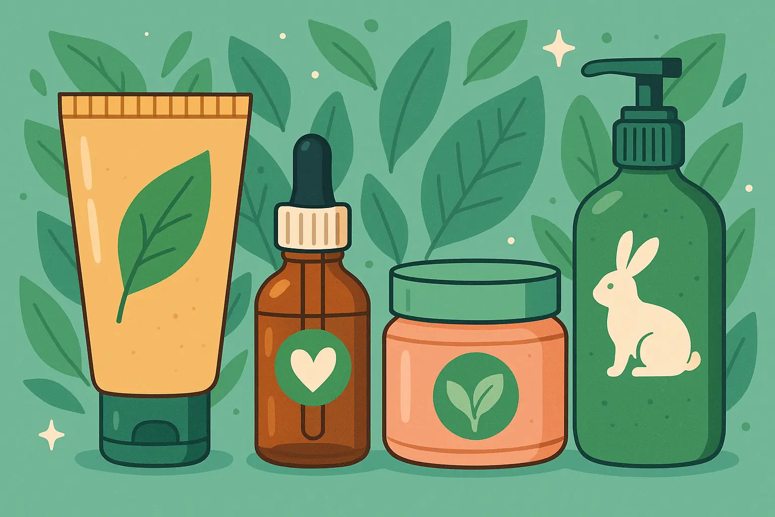 Auswahl der besten veganen Hautpflegeprodukte ordentlich präsentiert